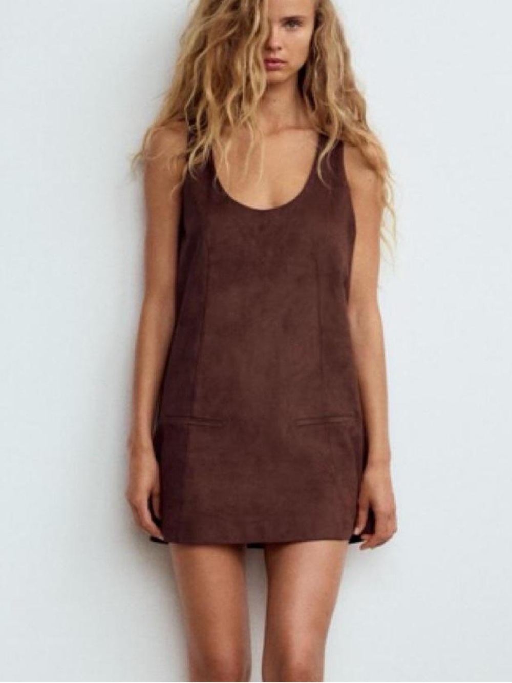 Zara Rust Brown Faux Suede Sleeveless retro dress in great condition super cute